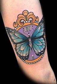 Butterfly and pocket watch tattoo pattern