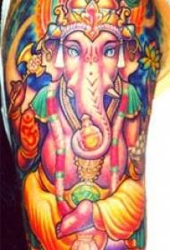 Big arm colorful elephant tattoo pattern