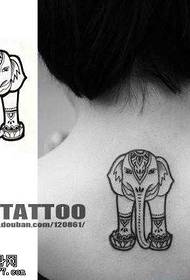 back cute elephant tattoo pattern