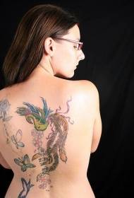 Обратен цвят магия феникс и модел на татуировка на пеперуда