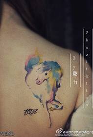 Shoulder watercolor horse tattoo pattern