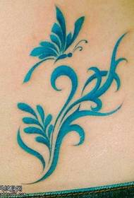Waist blue butterfly tattoo pattern