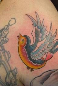 ŝultra koloro malgranda tradicia pasero tatuaje ŝablono