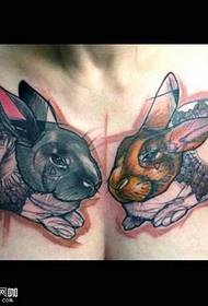 chest rabbit tattoo pattern