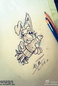 kreslený králík drží ředkvičky tetování vzor