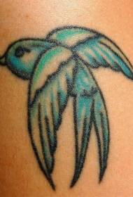 mėlynas mažo žvirblio tatuiruotės modelis