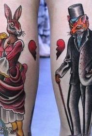 Leg fox family tattoo pattern