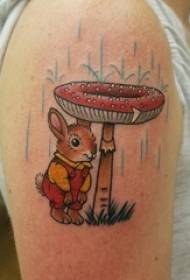 famkes earm skildere ienfâldige rigels cartoon lytse dierlike bunny en paddestoel tatoeage foto's