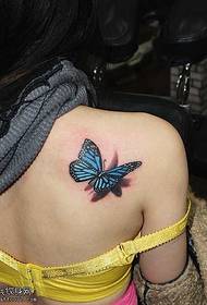 Shoulder realistic blue butterfly tattoo pattern