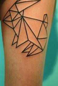 minimalistička crna linija origami zec kreativni uzorak tetovaža