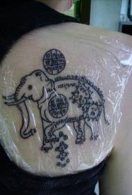 Back Thai Buddhist Elephant Tattoo Pattern