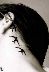 Neck Little Swallow Tattoo Pattern