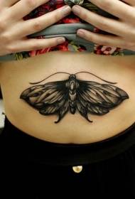 Padrão de tatuagem de borboleta pequena preta barriga