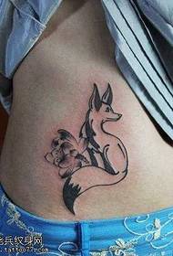 Little fox tattoo pattern with cute belly