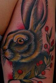 old school bunny med bærfarge tatoveringsmønster