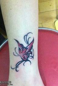Leg red butterfly tattoo pattern