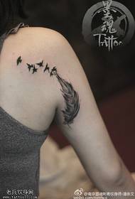 shoulder swallow feather tattoo pattern
