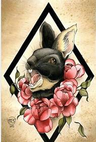 pretty rabbit rose tattoo manuscript pattern picture