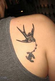 Back Little Swallow Tattoo Pattern