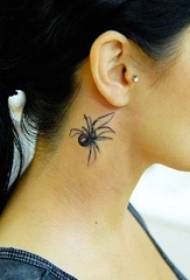 ragazze daretu à l'arechja nera schernu puntu schizzu thorn trick spider creative 3d tattoo tattoo