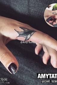 finger black and gray small Swallow tattoo pattern