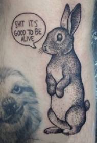Becerro de niños en líneas simples de picadura negra Imágenes de tatuajes de conejos ingleses y pequeños animales