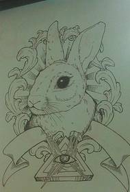 cartoon konijn god oog tattoo manuscript patroon