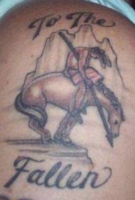 Shoulder color horse in indian tattoo pattern