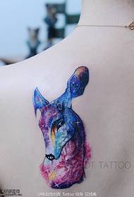 Deer tattoo pattern on shoulder starry sky