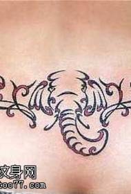 Back waist totem elephant tattoo pattern