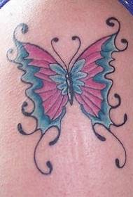 Ružičasti i plavi leptir tetovaža uzorak