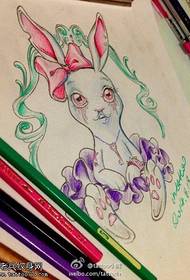 color cute cartoon rabbit tattoo manuscript picture