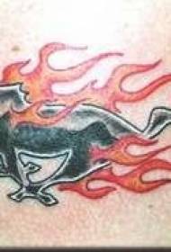 Fire horse tattoo pattern with shoulder color running