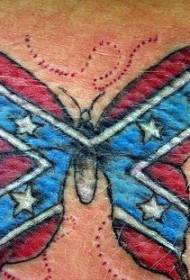Padrão de tatuagem de borboleta e bandeira da União