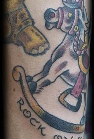 Χρώμα πόδι κούνια ξύλινη εικόνα τατουάζ άλογο