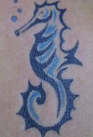Blue tribal seahorse tattoo pattern