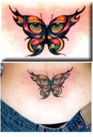 Butterfly and eye wings tattoo pattern