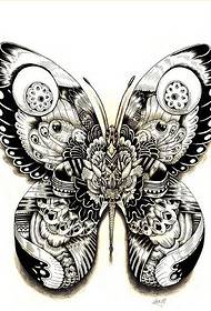 Стильное красивое изображение татуировки рукописного рисунка бабочки