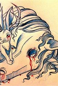 einn Horned Bunny Tattoo Manuskript mynd