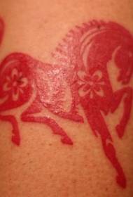 Arm color red horse symbol tattoo pattern