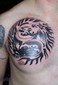 Chest black yin and yang horse totem tattoo picture
