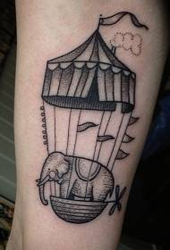 old school black pricking circus elephant tattoo pattern on balloons
