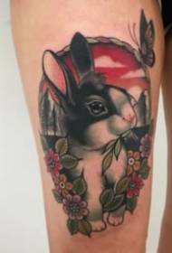 ウサギをテーマにしたかわいいバニーのタトゥーのセット