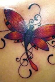 Patrón de tatuaxe de vide de bolboreta fantasía vermella