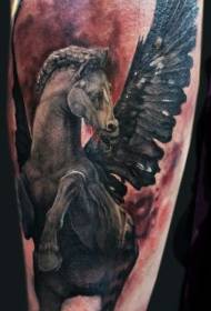 Shoulder color realistic stone carving style Pegasus tattoo picture