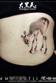 A cute ink painting deer tattoo pattern