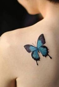 Girls back painted watercolor sketch creative literary butterfly tattoo pictures