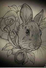 Eurooppalainen kanin koru ruusu tatuointi malli koulu käsikirjoitus