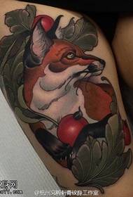 Fox tattoo pattern on the thigh