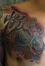 Mercedes horse tattoo pattern on the shoulder